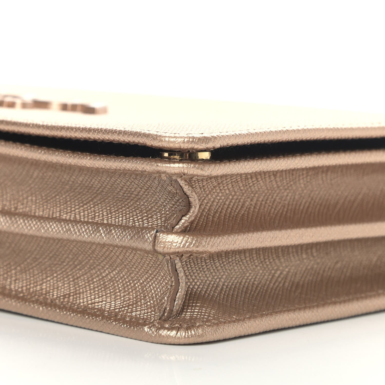 Prada Metallic Saffiano Lux Chain Wallet Quarzo Mordore 8 of 9