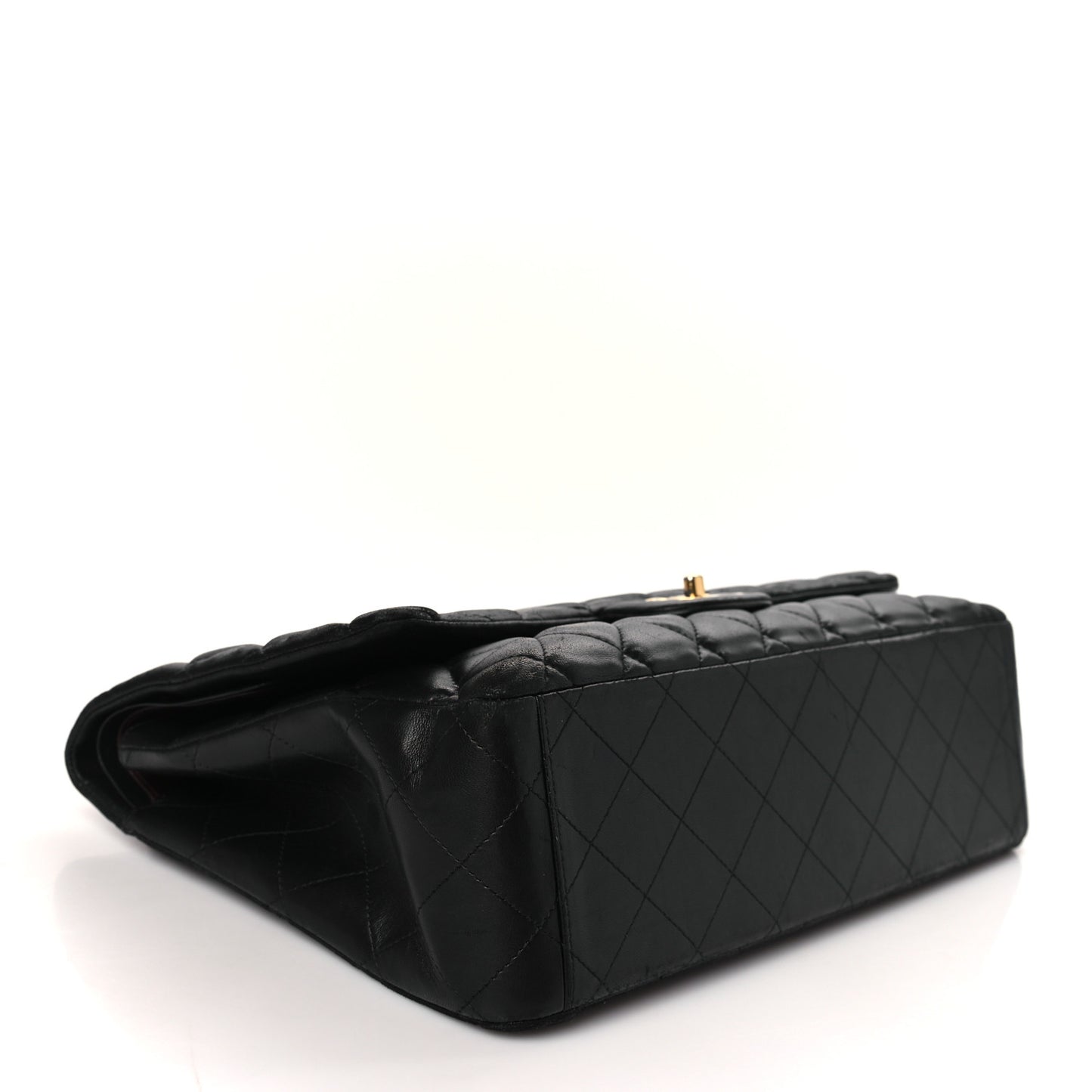 Lambskin Quilted Maxi Double Flap Black
