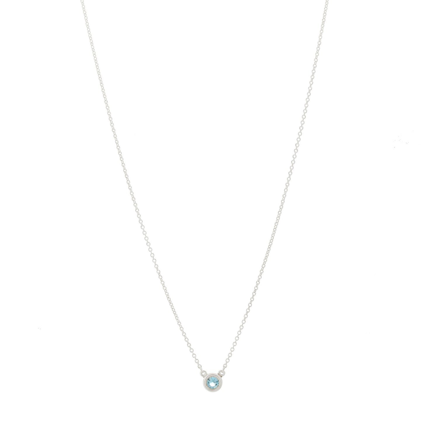 Sterling Silver Aquamarine .13ct Elsa Peretti Color by the Yard Pendant Necklace