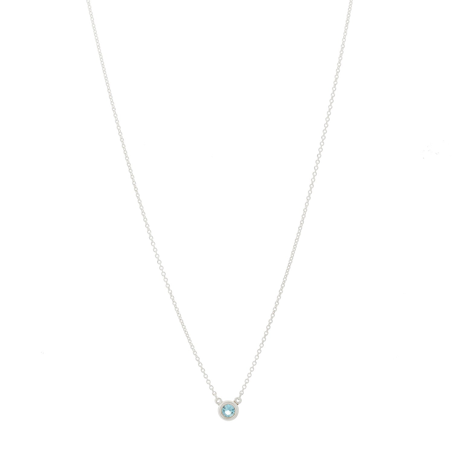 Tiffany Sterling Silver Aquamarine .13ct Elsa Peretti Color by the Yard Pendant Necklace 1 of 7