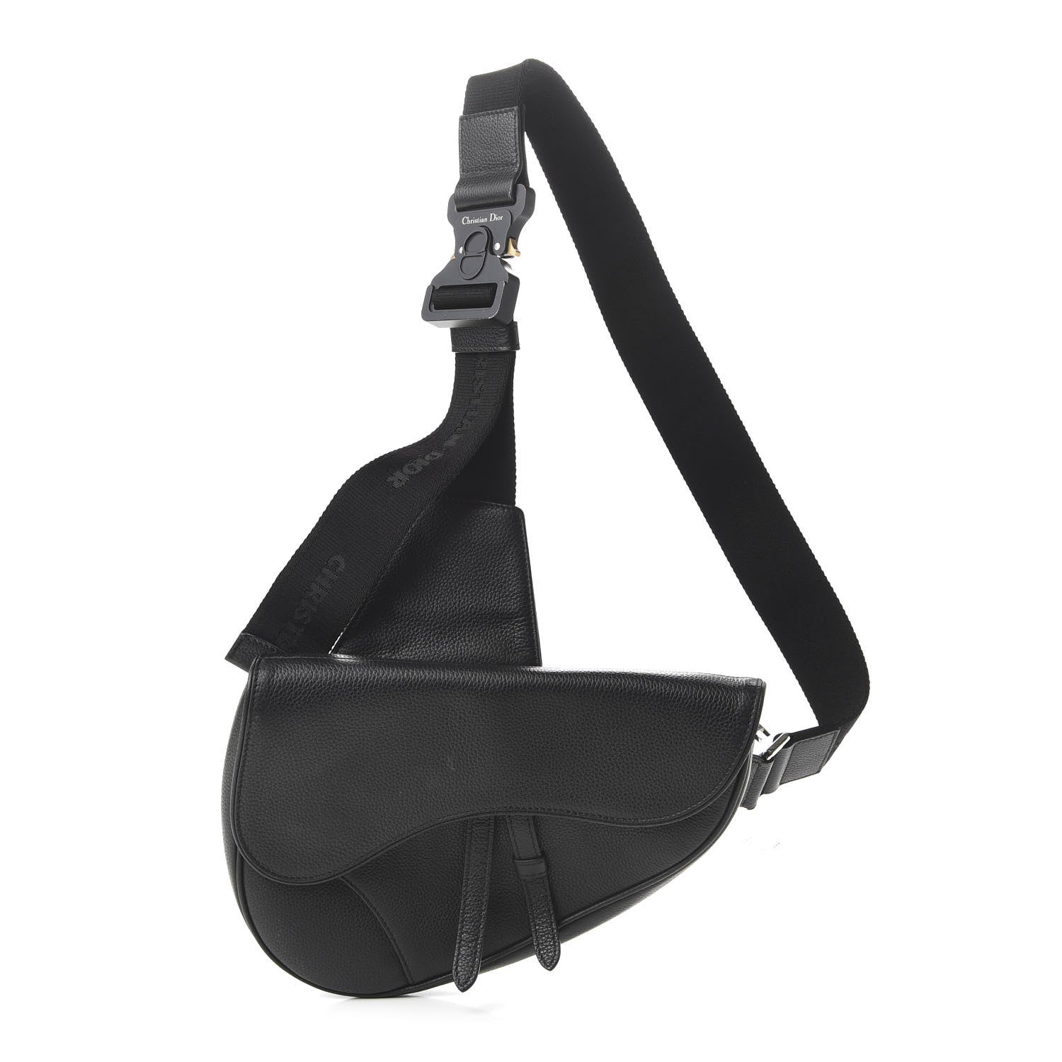 Christian Dior Grained Calfskin Kim Jones Saddle Bag Black 1 of 8