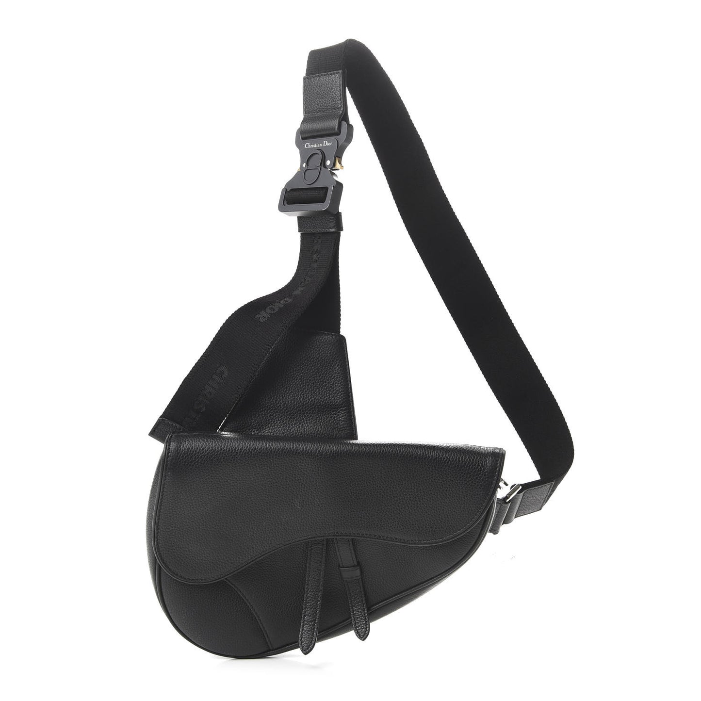Grained Calfskin Kim Jones Saddle Bag Black