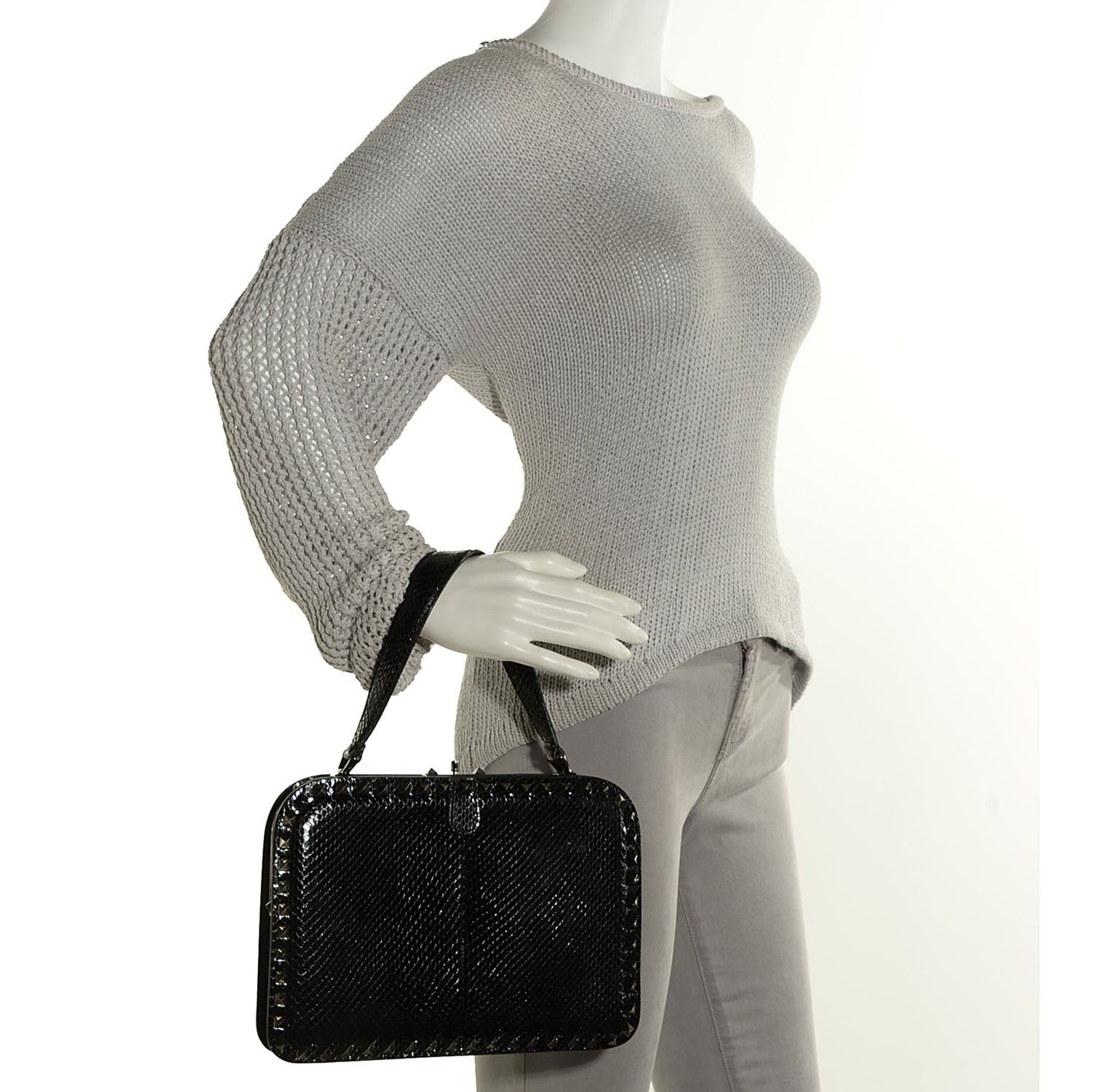 Python Mini Rockstud Frame Bag Black