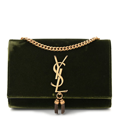 Saint Laurent Velvet Monogram Small Kate Double Tassel Shoulder Bag Loden 1 of 11