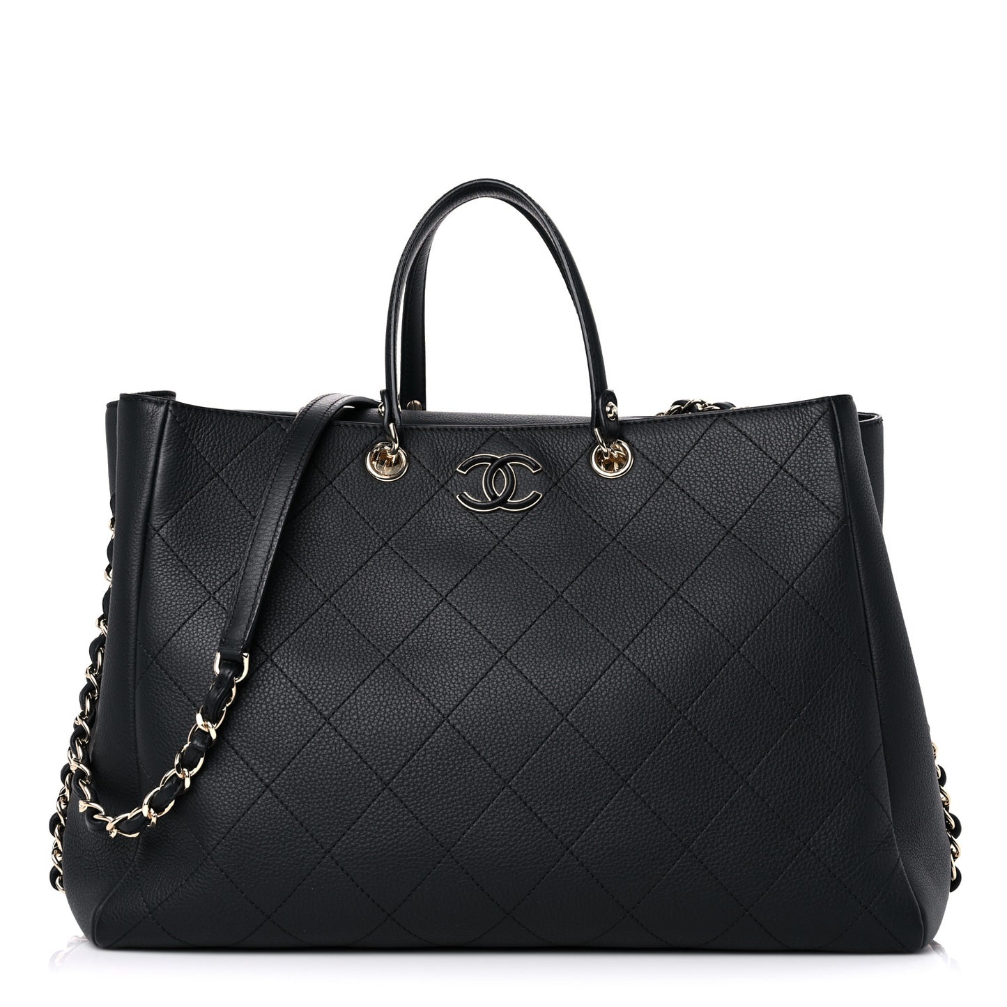 Bullskin Stitched Large Shopping Bag Black