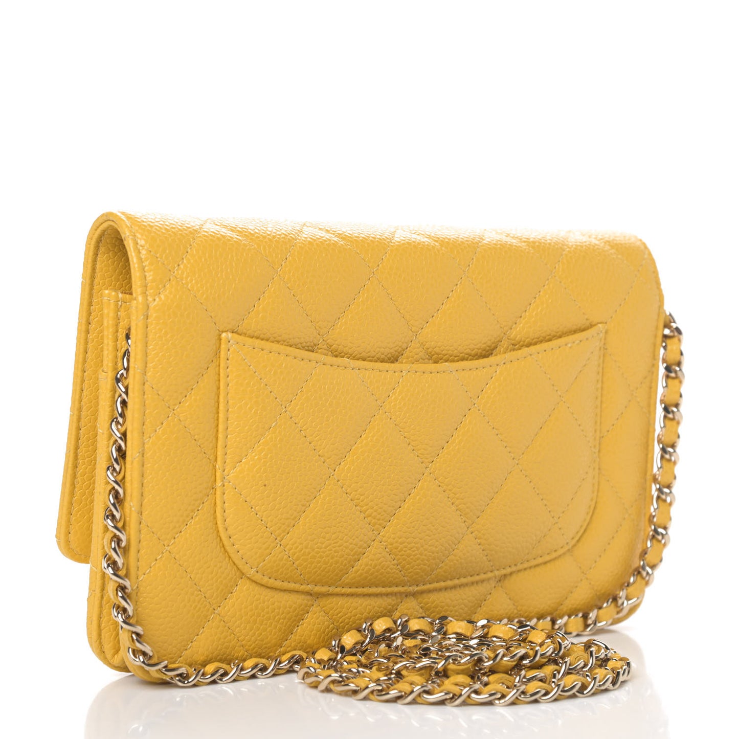 Caviar Quilted Wallet on Chain WOC Yellow