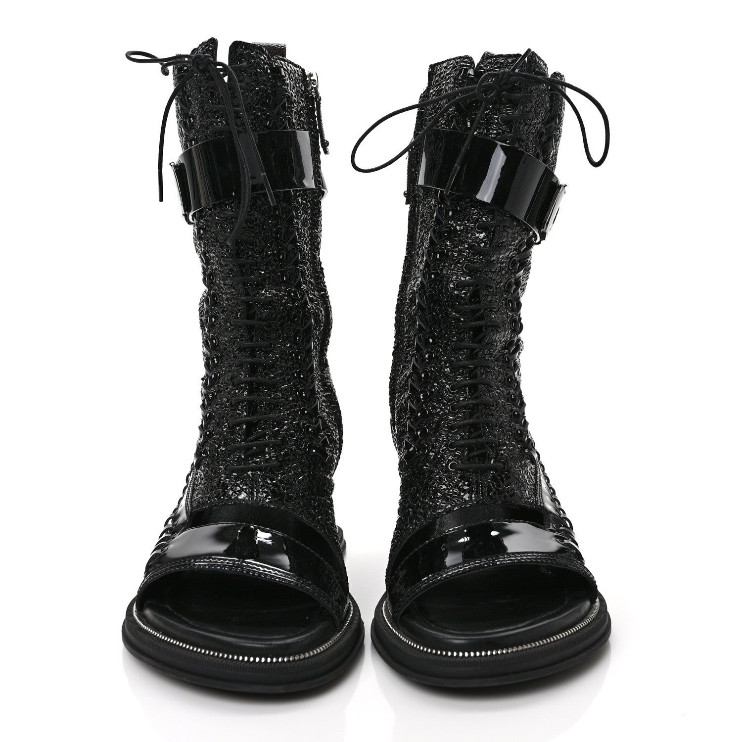 Louis Vuitton Patent Goatskin Monogram Moonlight Half Boots 39 Black 3 of 13