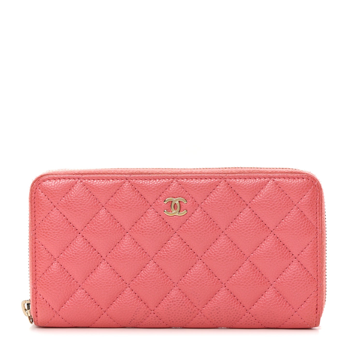 Caviar Quilted Large Gusset Zip Around Wallet Pink