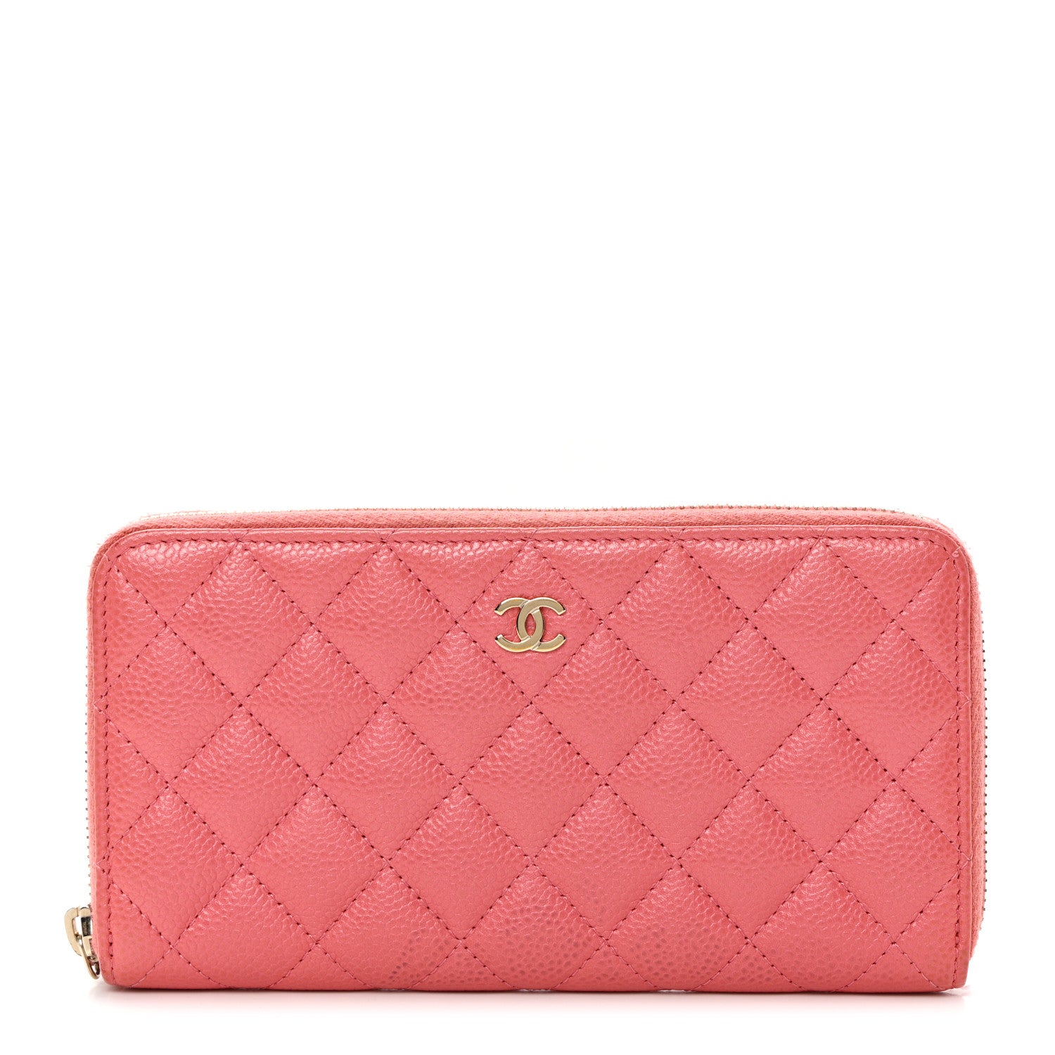 Chanel Caviar Quilted Large Gusset Zip Around Wallet Pink 1 of 13