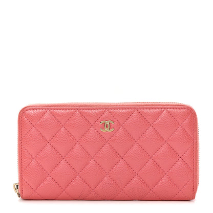 Chanel Caviar Quilted Large Gusset Zip Around Wallet Pink 1 of 13