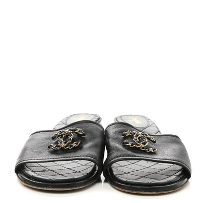Chanel Lambskin CC Chain Mules 40.5 Black 2 of 9