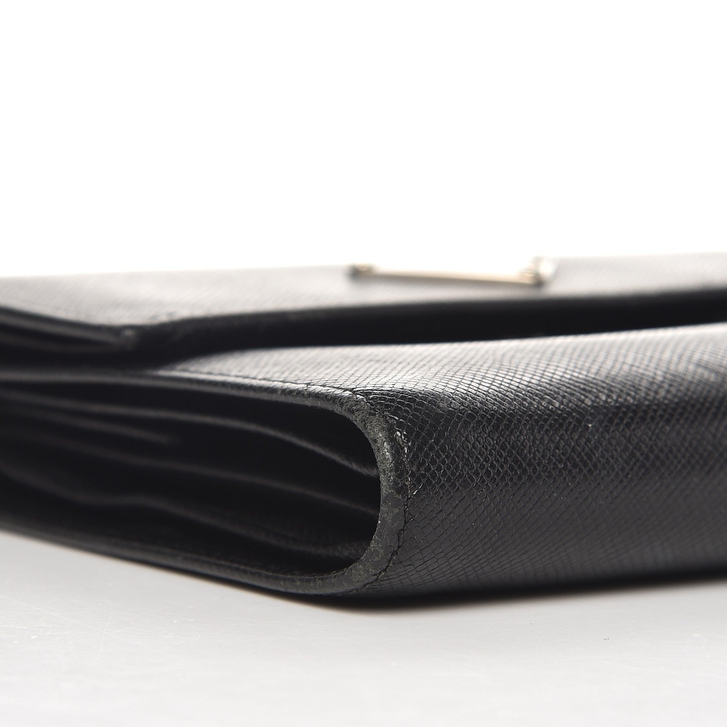 Prada Saffiano Triangle Flap Compact Wallet Nero Black 8 of 11