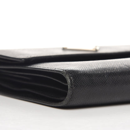 Prada Saffiano Triangle Flap Compact Wallet Nero Black 8 of 11
