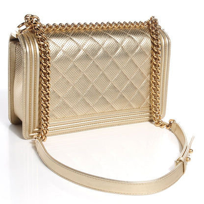 Chanel Lambskin Perforated New Medium Boy Flap Light Gold 3 of 8