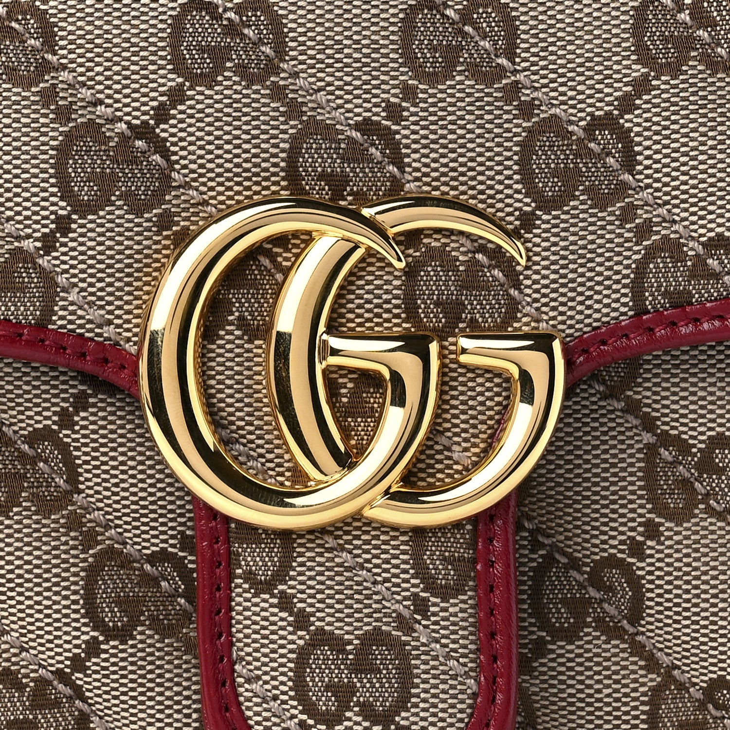 Gucci Monogram Azalea Calfskin Matelasse Diagonal Mini GG Marmont Shoulder Bag Beige Ebony New Cherry Red 8 of 9
