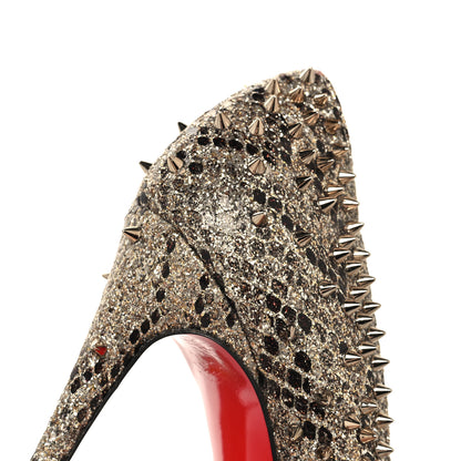 Christian Louboutin Glitter Eve Studded Escarpic 100 Pumps 40 Roccia Colombe Metal 8 of 8