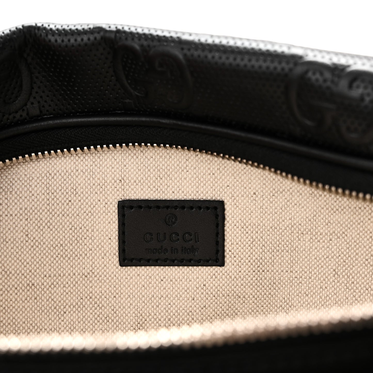 Calfskin GG Tennis Embossed Pocket Belt Bag Black
