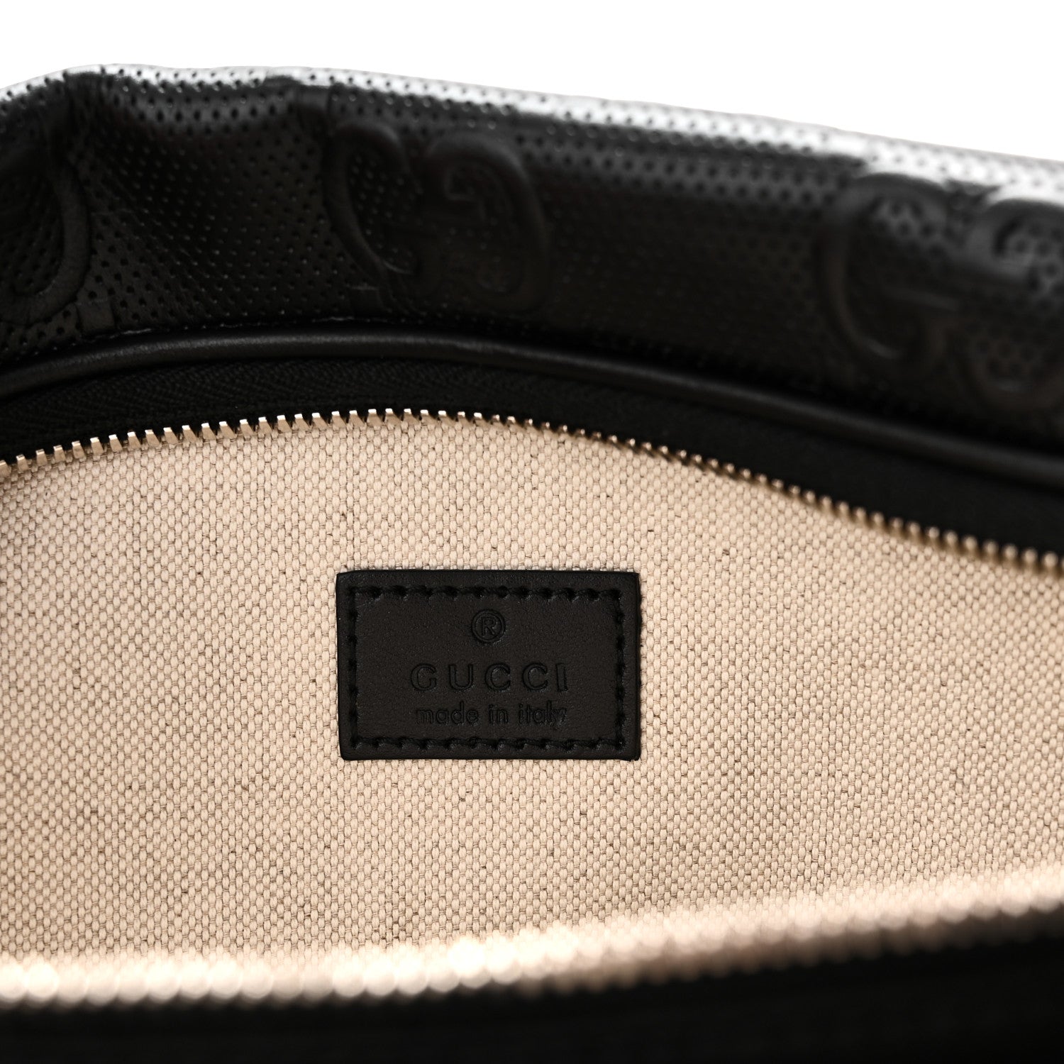 Gucci Calfskin GG Tennis Embossed Pocket Belt Bag Black 6 of 10