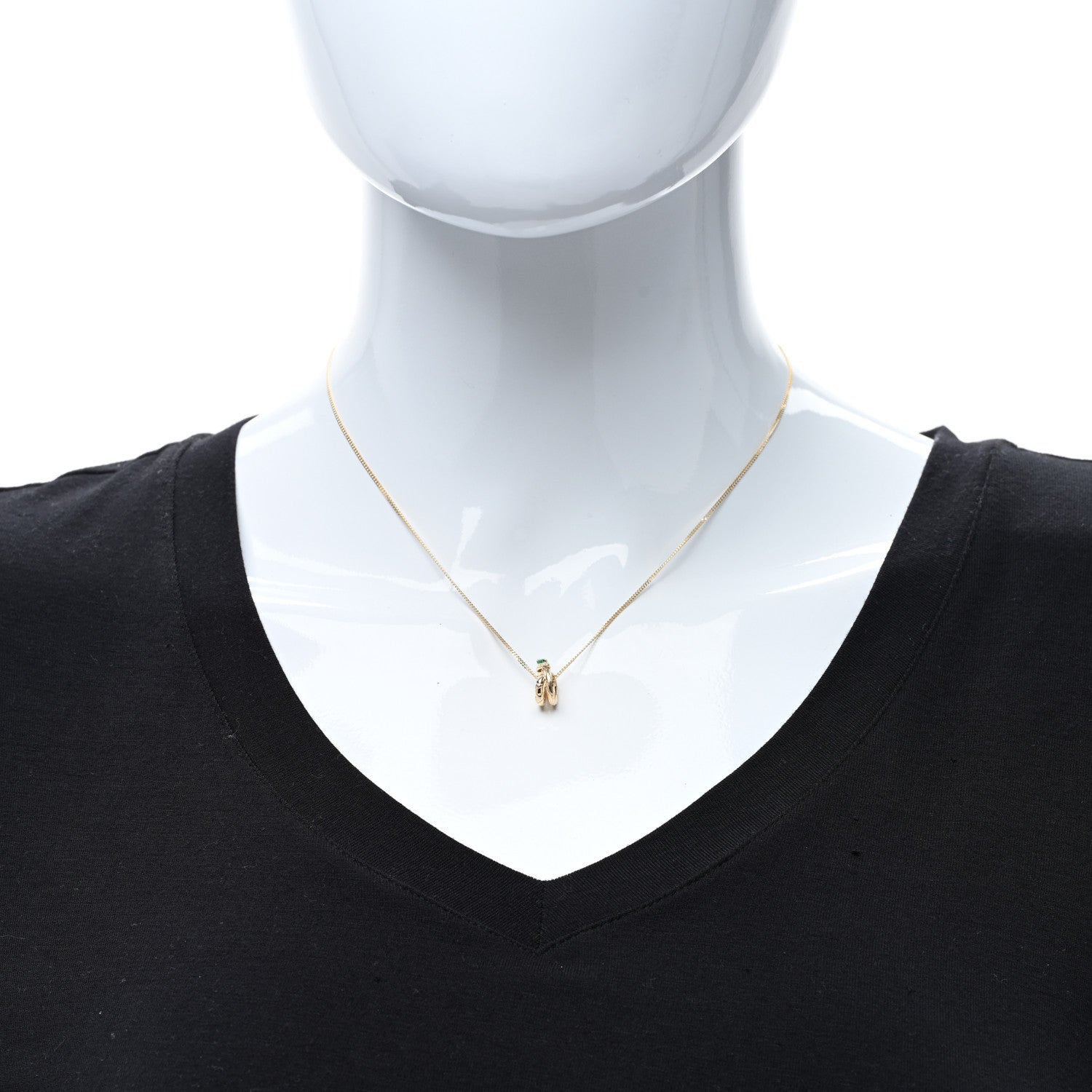 Gucci 18K Yellow Gold Emerald Ouroboros Snake Necklace 4 of 4