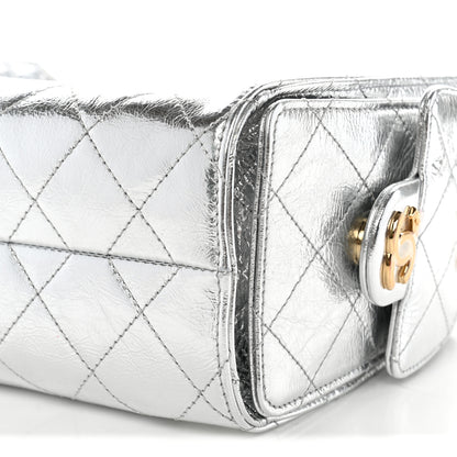 Chanel Metallic Aged Calfskin Quilted Mini Chanel 25 Handbag Silver 10 of 11