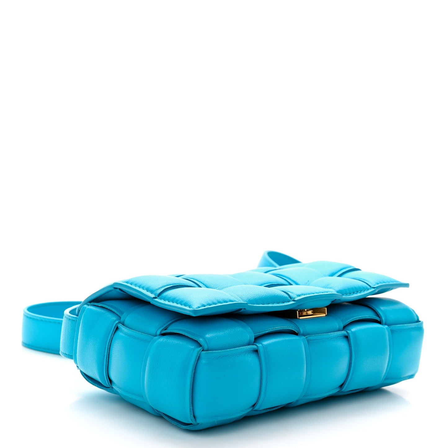 Nappa Maxi Intreccio Small Padded Cassette Crossbody Bag Pool