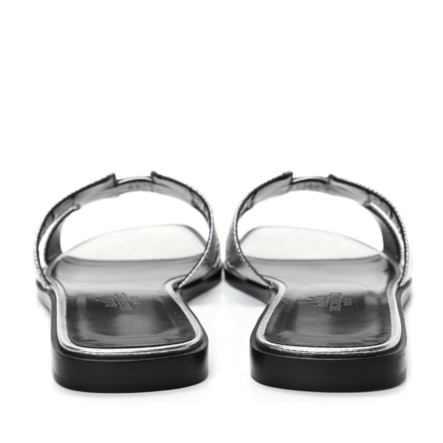 Hermes Metallic Epsom Oran Sandals 37 Gris Argente 7 of 10