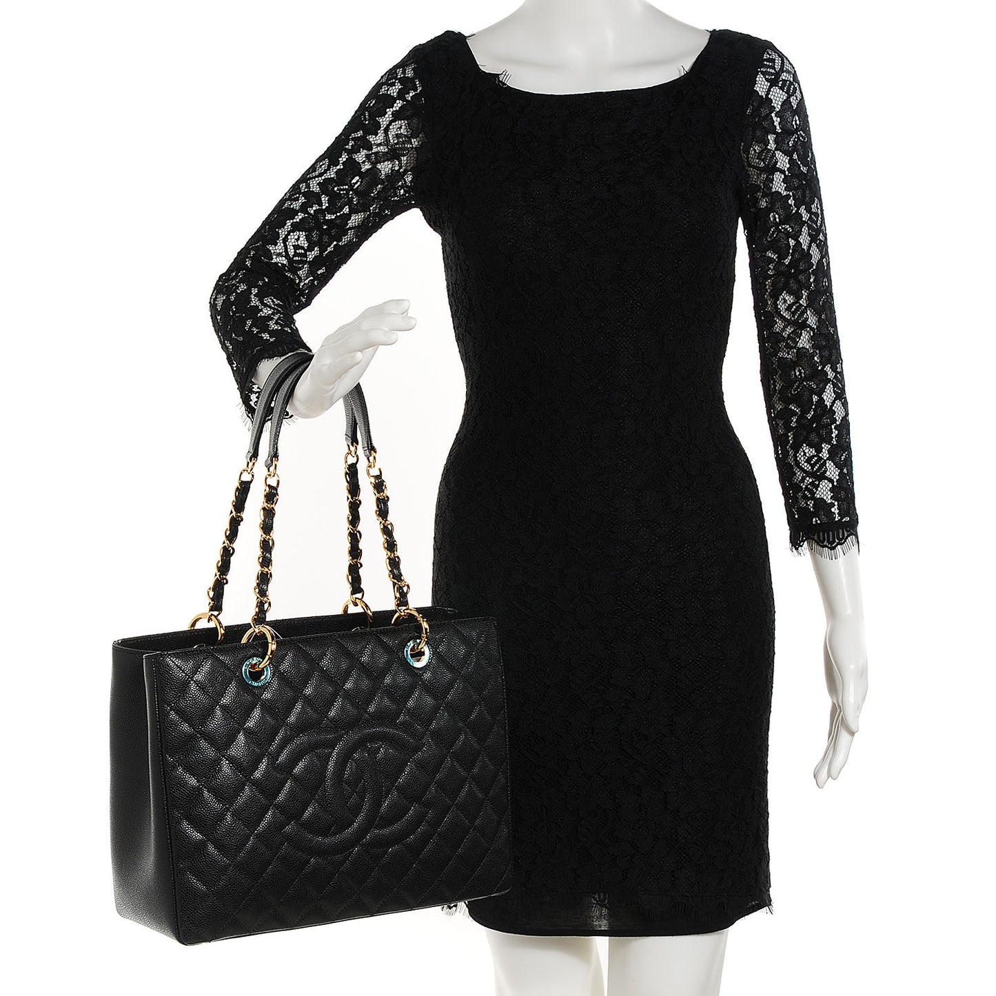Caviar Quilted Grand Shopping Tote GST Black