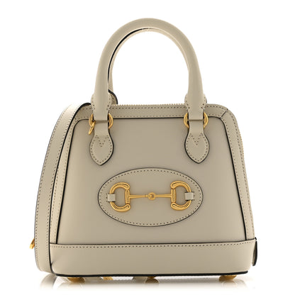 Gucci Boarded Plutone Calfskin Mini Horsebit 1955 Top Handle Bag Mystic White 1 of 11