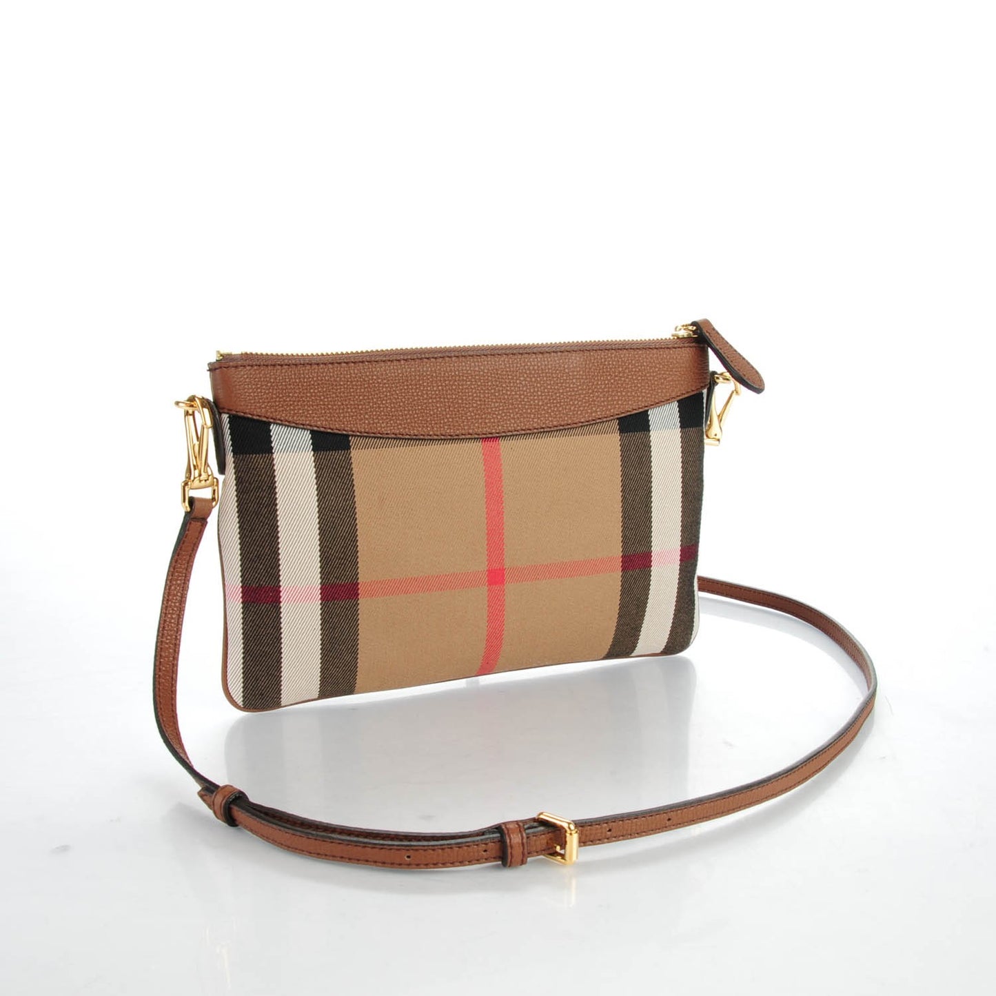 House Check Derby Peyton Crossbody Clutch Bag Tan