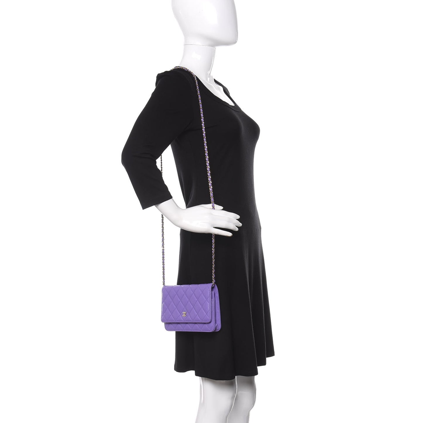 Caviar Quilted Wallet On Chain WOC Purple