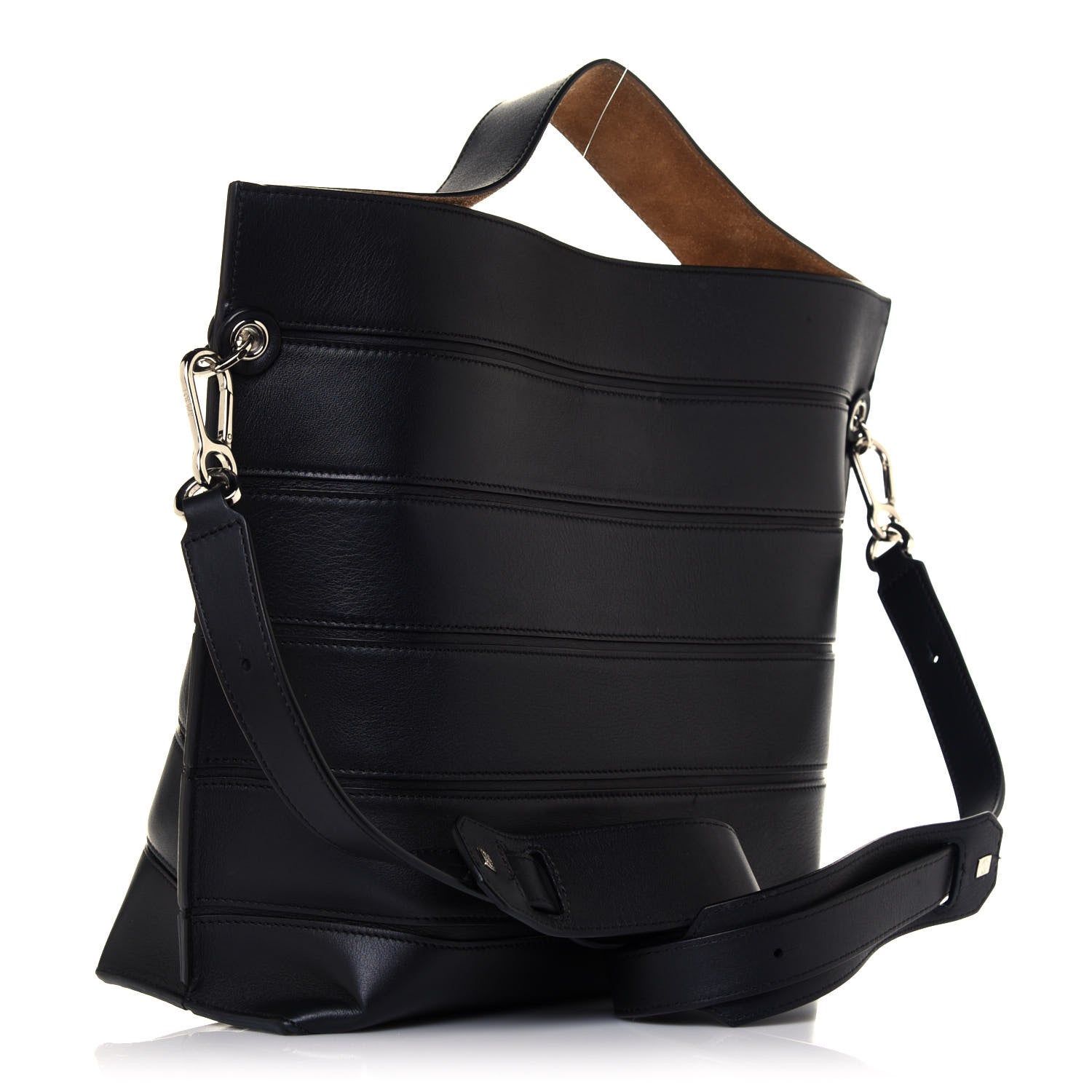 Loewe Calfskin Strip Shoulder Bag Black 4 of 11