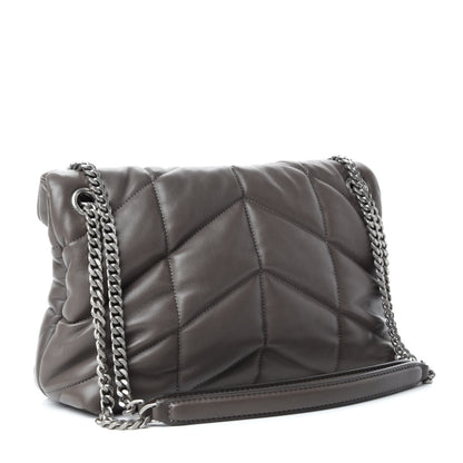 Saint Laurent Lambskin Quilted Small Loulou Puffer Monogram Chain Satchel Concrete 3 of 14