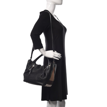 Burberry Grainy Calfskin House Check Small Maidstone Black 2 of 8