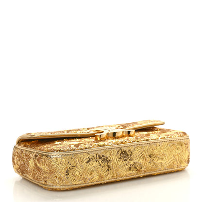 Celine Sequin Triomphe Chain Shoulder Bag Gold 4 of 9