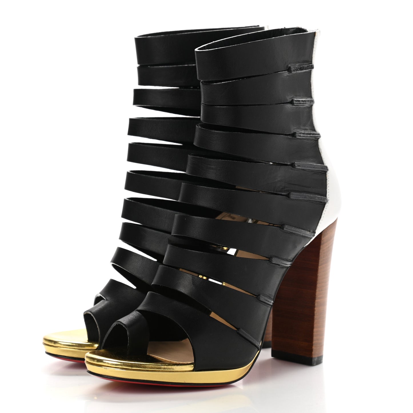 Calfskin Decoupata 120 Sandals 35.5 Black White