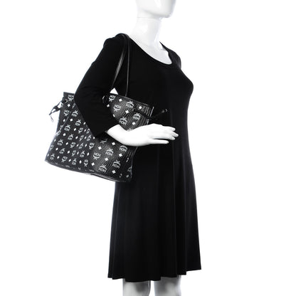 MCM Visetos Medium Reversible Shopper Tote Black 3 of 17