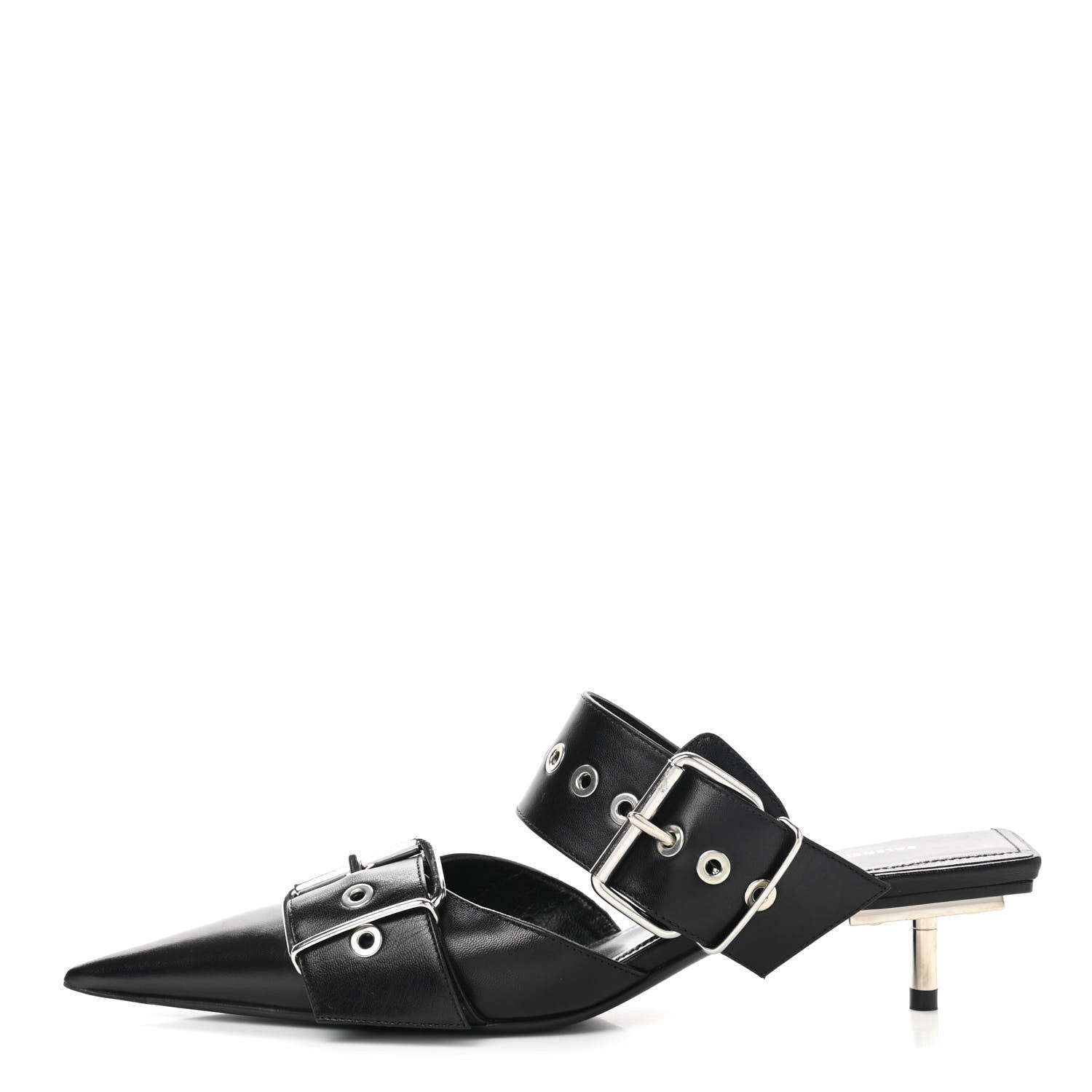 Balenciaga Shiny Kidskin Belt 40mm Mules 37 Black 1 of 9