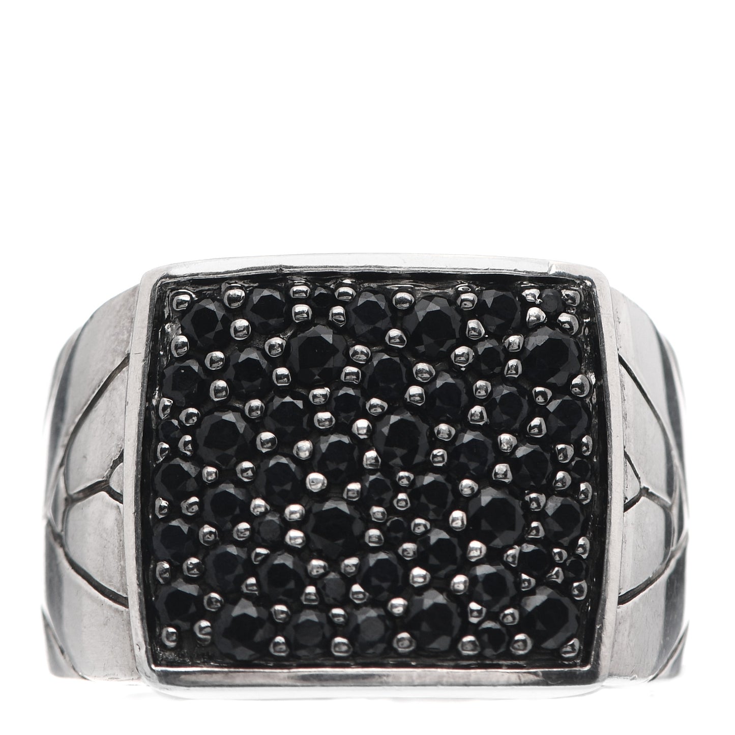 Sterling Silver Black Sapphire Modern Chain Signet Ring 62 10