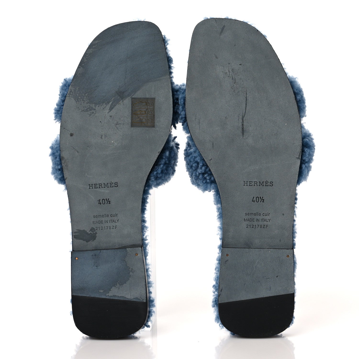 Hermes Woolskin Oran Sandals 40.5 Bleu 5 of 8