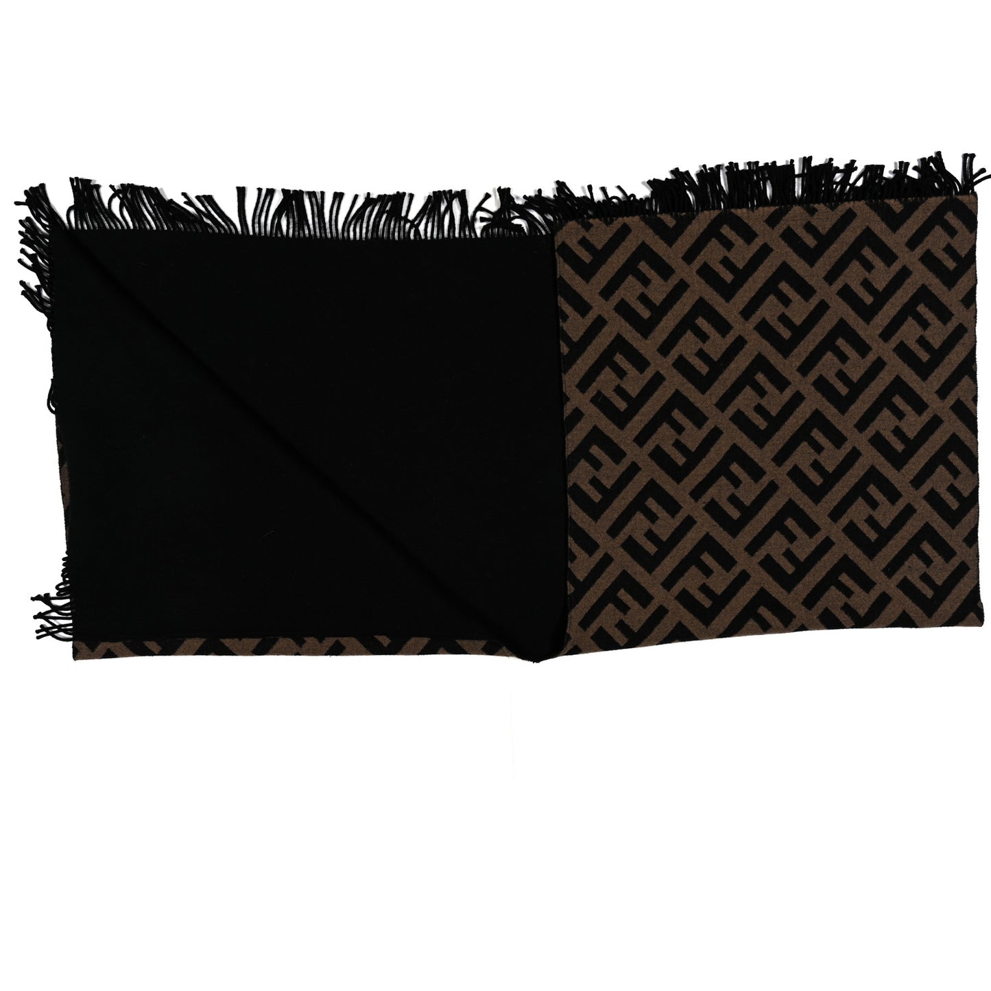 Wool Cashmere FF Print Poncho Tobacco Black