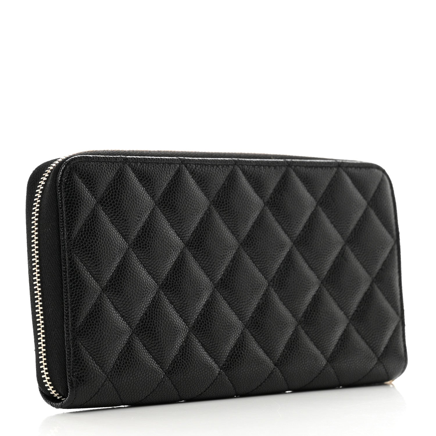 Chanel Caviar Quilted Crystal Enamel Large Gusset Zip Around Wallet Black 3 of 9