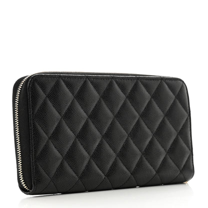 Chanel Caviar Quilted Crystal Enamel Large Gusset Zip Around Wallet Black 3 of 9