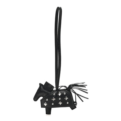 Hermes Milo Lambskin Studded Grigri Rodeo Robeo Rock Horse Bag Charm PM Black 1 of 4