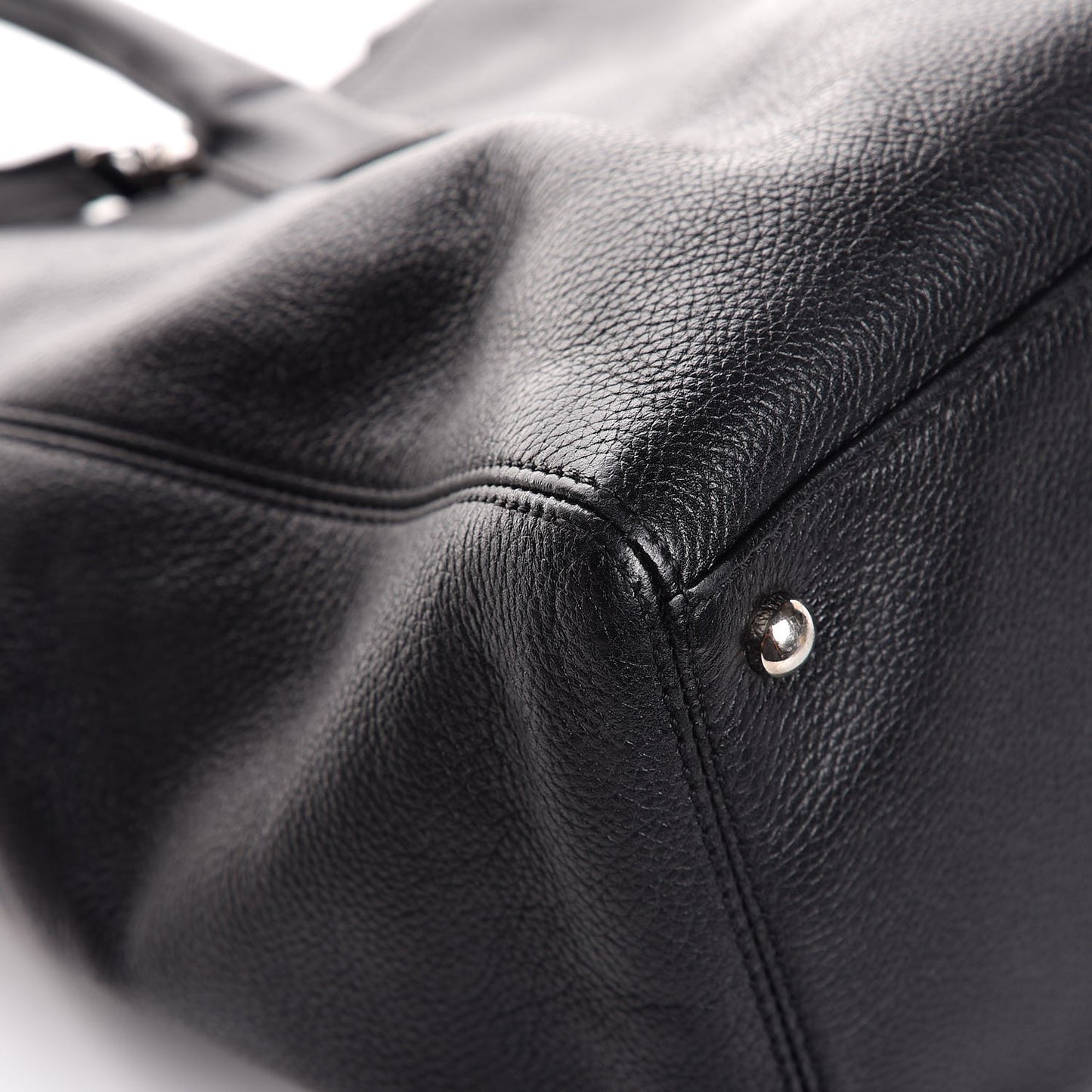 Calfskin Cerf Executive Shopper Tote Black
