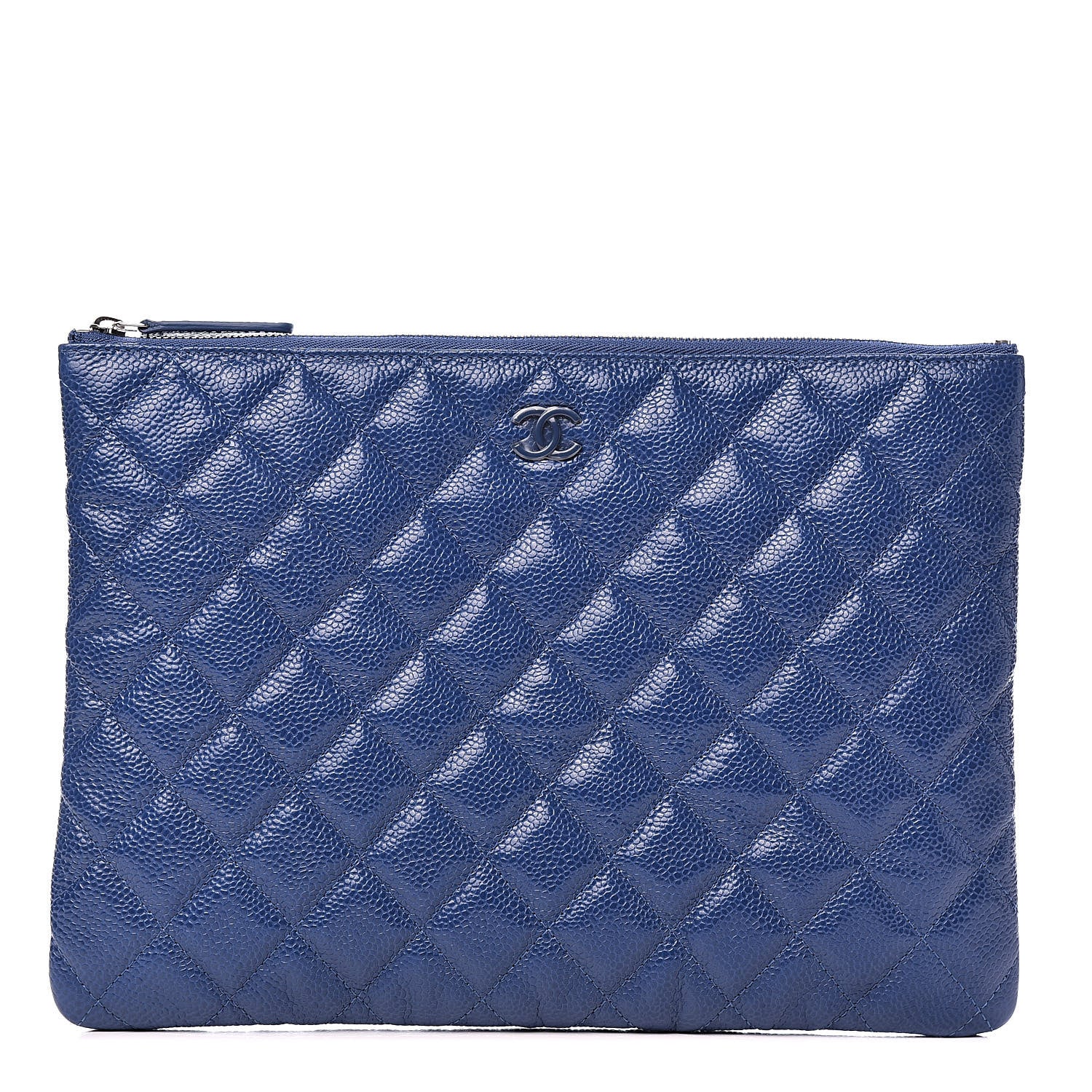 Chanel Caviar Quilted Medium Cosmetic Case Blue 1 of 7