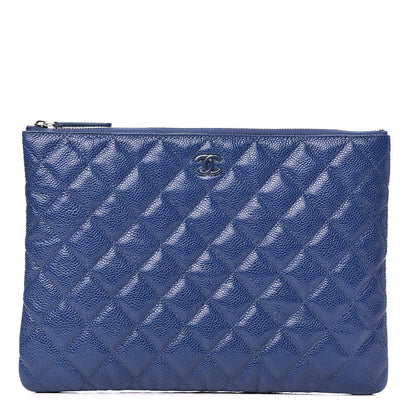 Chanel Caviar Quilted Medium Cosmetic Case Blue 1 of 7