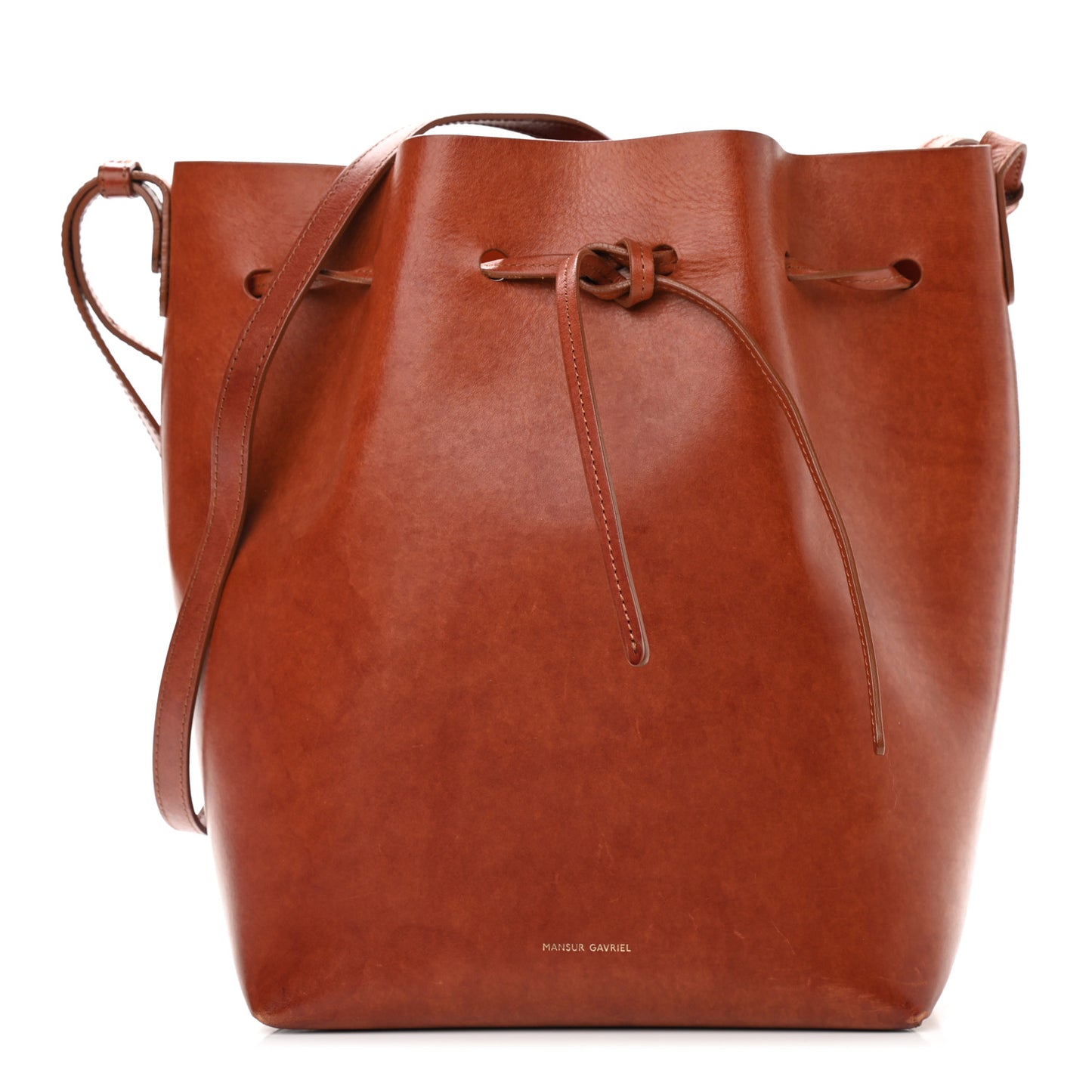 Vegetable Tanned Calfskin Mini Bucket Bag Camello