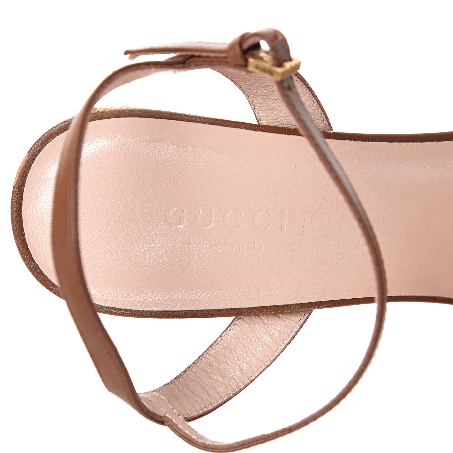 Gucci Lifford Calfskin GG Marmont Ankle Wrap 105mm Sandals 37 Cognac 6 of 11