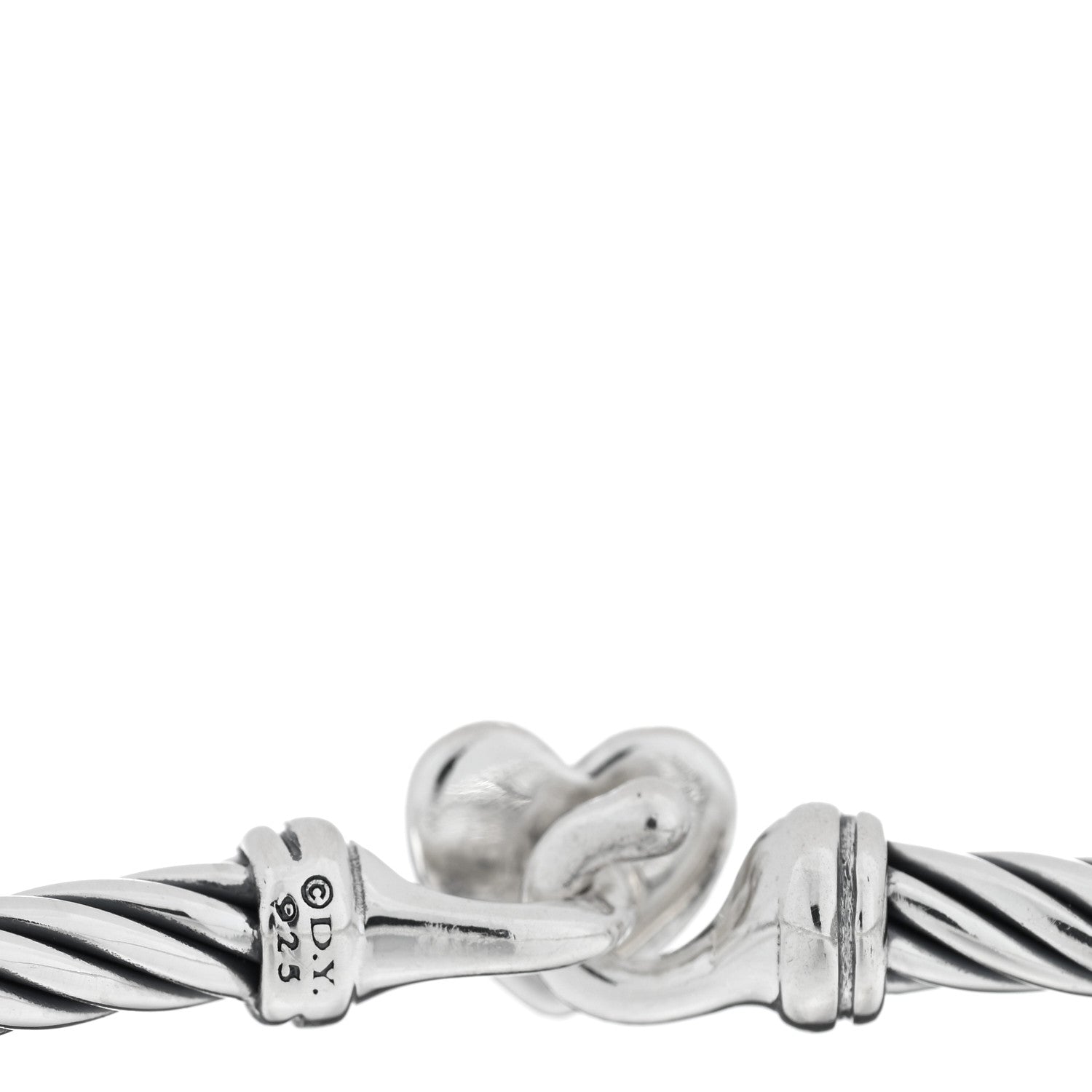 David Yurman Sterling Silver Diamond Cable Collectibles Heart Bracelet 3 of 3
