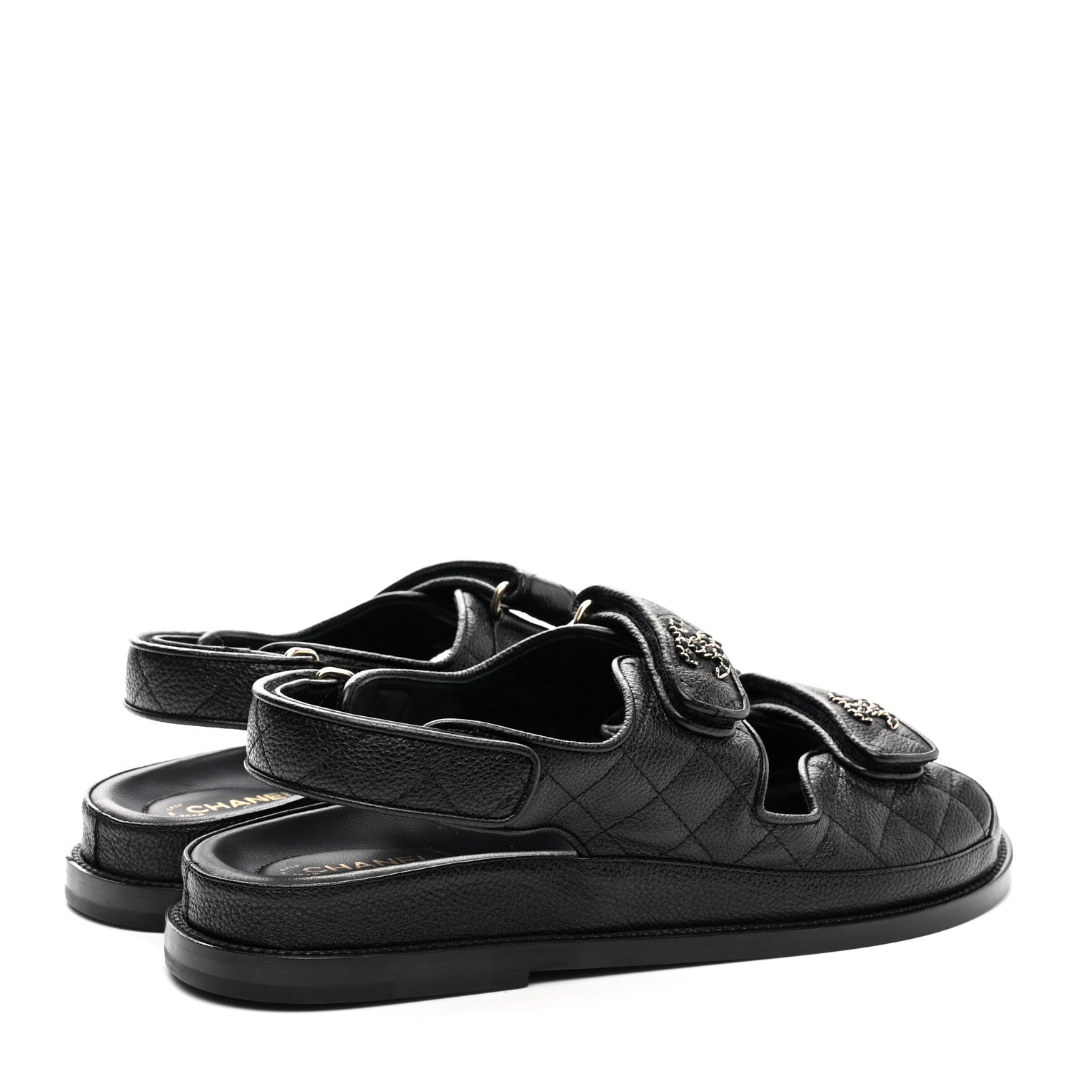 Chanel Grained Calfskin Velcro Dad Sandals 40 Black 4 of 9